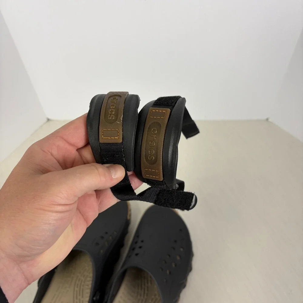 CROCS Echo Clog Black Gum Adjustable Strap 211675-001 Size Mens Size 12 NEW